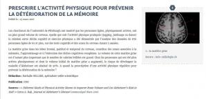 Memoire et activite physique